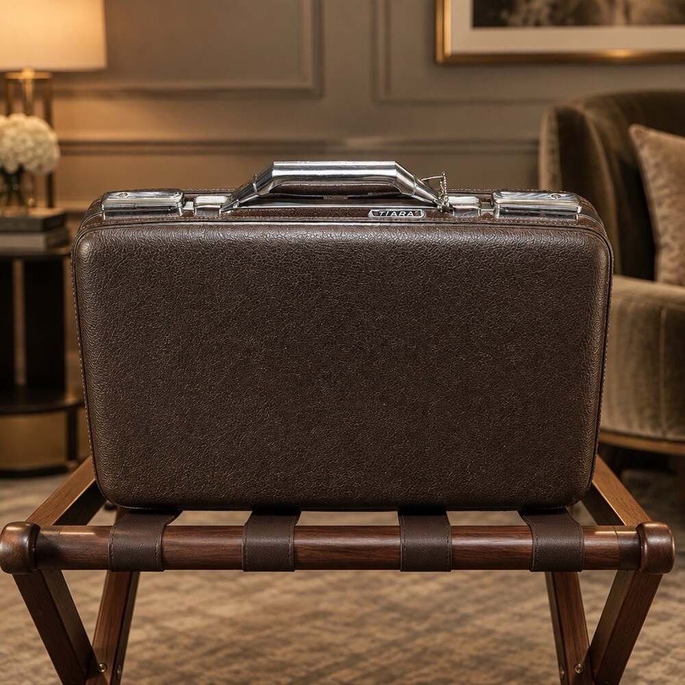 Vintage American Tourister Hard Shell Business Briefcase Dark Brown Attache Case